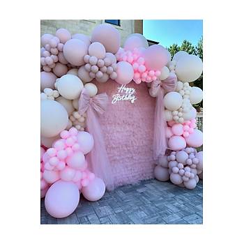 Deniz Kumu Pembe Balon Zinciri Seti 103'l� Jumbo Balon Dahil
