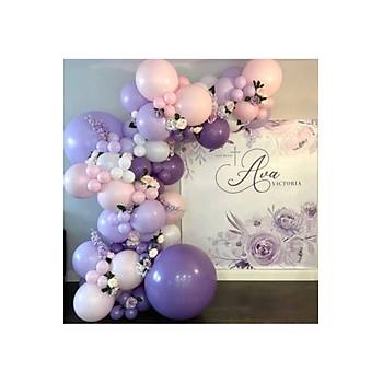 Lila pembe beyaz mor balon zinciri seti 100 l�