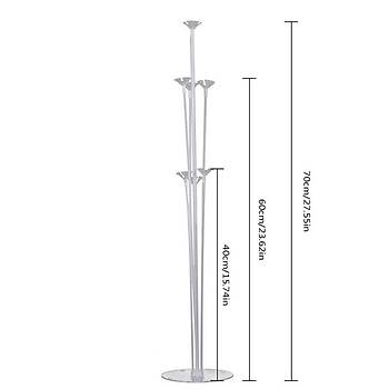 Pembe 1 Ya Balonlu Balon Stand - 1 Adet Stand ve 10 Adet Metalik Balon ve 50 cm Folyo Balon