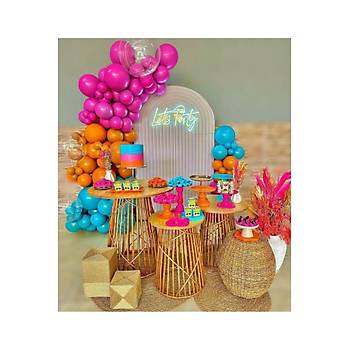 Fu�ya Yan�k Turuncu Cam Mavi Balon Zinciri Seti 100'l�