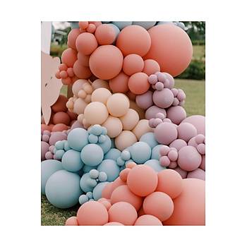 Clay pink toz pembe mavi somon balon zinciri seti 100 l