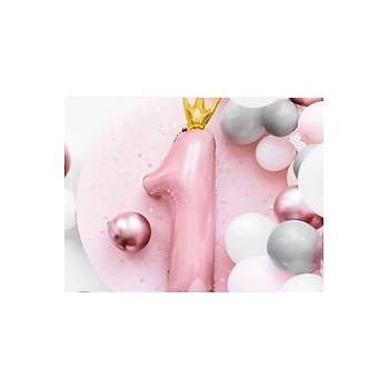 Pembe 1 ya� folyo balon ve zincir seti