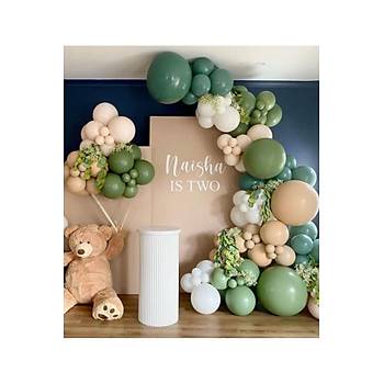 Ada �ay� Ye�ili Okaliptus Retro White Deniz Kumu Balon Zinciri Seti 100'l�