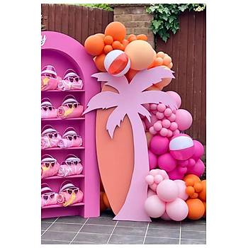 Fu�ya Pembe Turuncu Balon Zinciri Seti 103'l� Jumbo Dahil