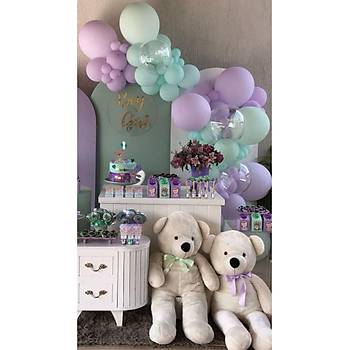 Makaron Mint Lila balon zinciri seti 100'l