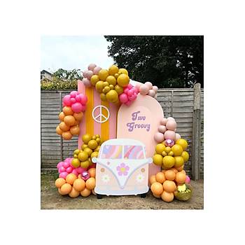 Retro �eftali Fu�ya Pink Blush Zerde�al Balon Z�nciri Seti 100'l�