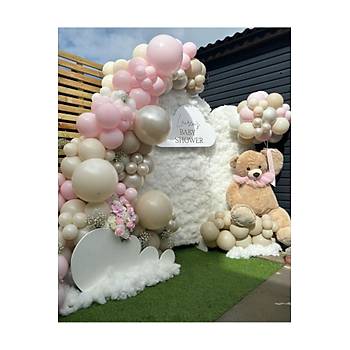 Retro Deniz Kumu White Gold Krom Makaron Pembe Balon Z�nciri Seti 100'l�