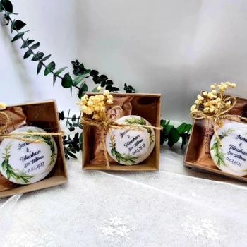 Kahveli ve Kutulu A�acak Magnet Nikah �ekeri 6 cm - S�z Ni�an K�na Hediyelik