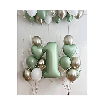 Kf yeili 1 ya folyo balon ve balon demeti 23 para