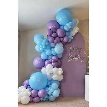 Elsa konsept Mor lila beyaz balon zinciri seti 100l�