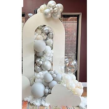 Retro White Gri Beyaz Krom Balon Zinciri Seti 100'l�