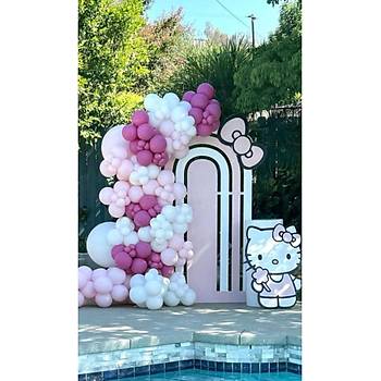 Yaban �ile�i Pembe Beyaz Balon Zinciri Seti 100'l�