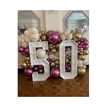 Krom Pembe Gold Retro White Balon Zinciri Seti 100'l�