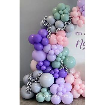 Pembe lila k yeili balon zinciri seti 100l