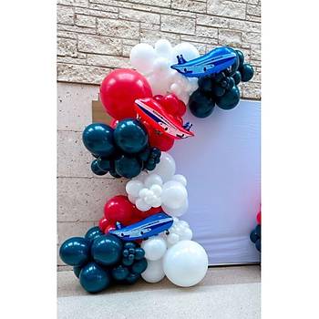 Gece Mavisi Beyaz K�rm�z� Balon Zinciri Seti 103'l�