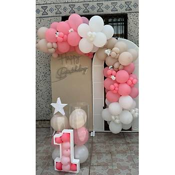 Do�al Pembe Beyaz Deniz kumu Balon Zinciri Seti 100'l�
