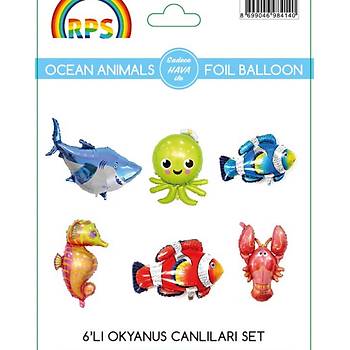 6'lı Deniz Canlıları Folyo Balon Seti