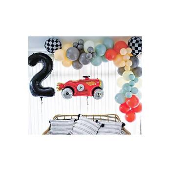 Ralli araba konsept balon zincir seti dama balonlu 100 adet balon