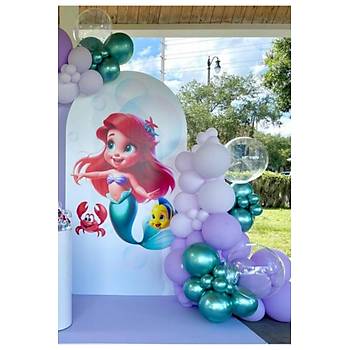 Lila Krom Ye�il Balon Zinciri Seti 100'l� Deniz K�z� Konseptine Uygun