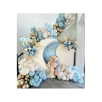 Cam Mavi Gold Krom Balon Zinciri Seti 100'l�