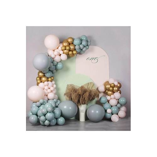 Frtna Mavisi Retro Balon Zinciri - 140 Adet Balon - Balon Zinciri Ve Pompas