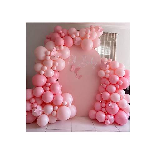 Flamingo pembe ve makaron pembe balon zinciri seti 100l