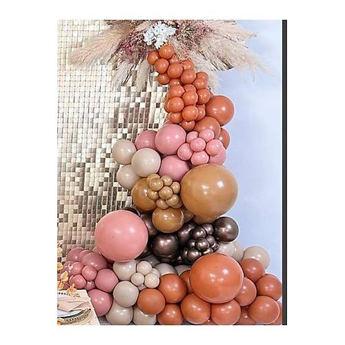 Yank turuncu clay pink kahve karamel balon zinciri seti