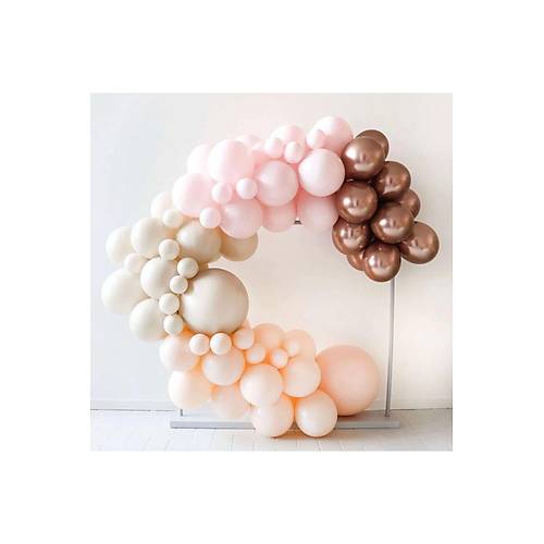 Makaron pembe somon deniz kumu krom rose balon zinciri seti 100 adet balon
