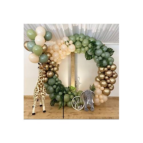 Krom Gold Pastel K Yeili Okaliptus Ve Ten Rengi Balon Zinciri 100 Adet Balon Zincir Ve Pompa