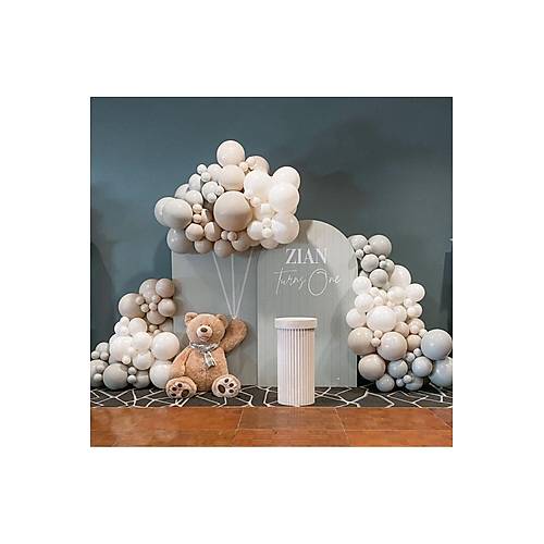 Duman -deniz kumu -retro white balon zinciri seti 100 adet balon ve zincir