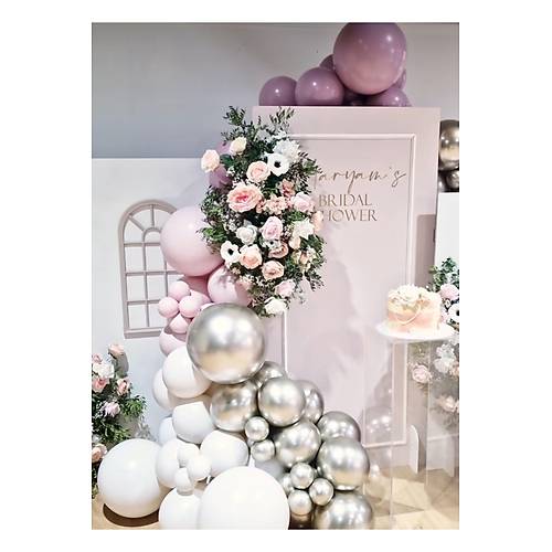 Toz pembe retro white krom balon zinciri seti 100 adet balon