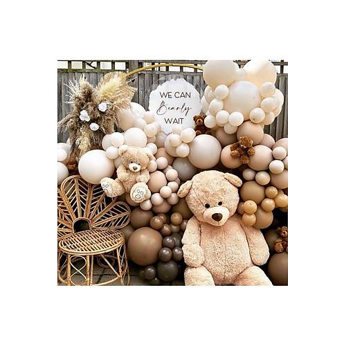 Kahve tonlar deniz kumu l kumu karamel balon zinciri seti 100 l