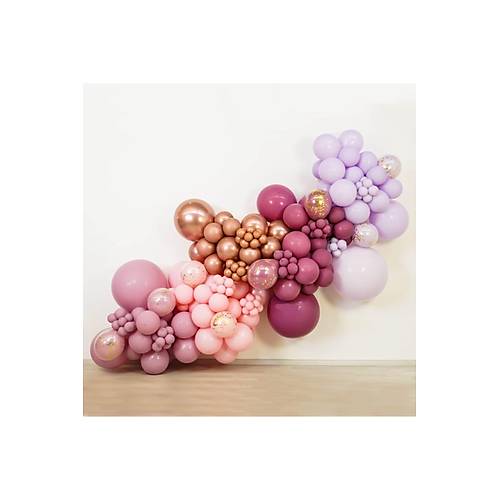 Retro Ve Mirror Rose Gold Balon Zinciri Konsept 125 Adet Balon Zincir Ve Pompa