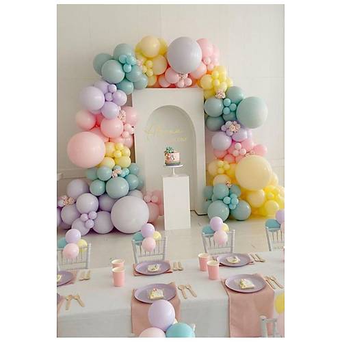 K Yeili SAr Yeil Lila Balon Zinciri Seti 103'l Jumbo Balon Dahil