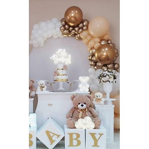 Stl Kahve Beyaz Ve Gold Krom Balon Zinciri Seti 100 Adet Balon