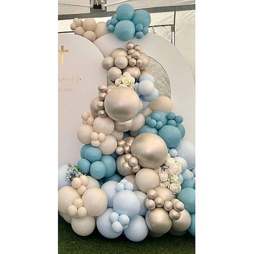 Cam mavi white gold krom balon zinciri seti 100l