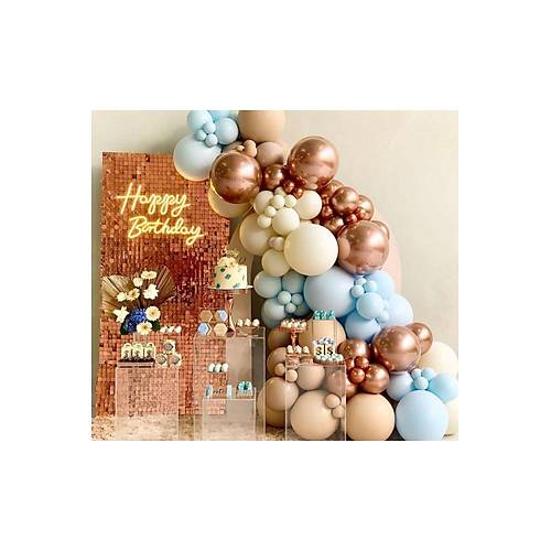 Mavi Stl Kahve Bakr Krom Mini Balon Zinciri Seti 50 Ad Balon