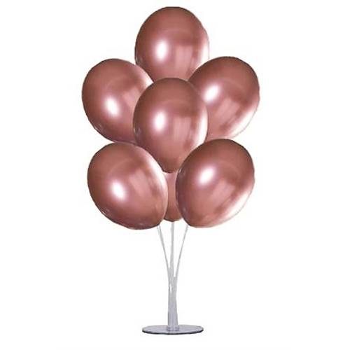 Pembe Balonlu Balon Stand - 1 Adet Stand ve 10 Adet Krom Balon