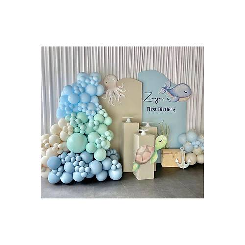 Mint mavi frtna balon zinciri seti 100l