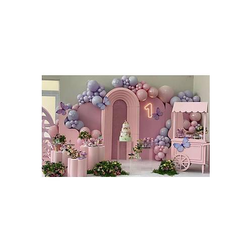 Lila pembe balon zinciri seti 100 l