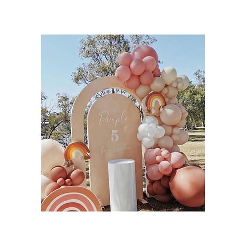 Pembe Stl Kahve Mini Balon Zinciri Seti 50 Ad Balon Ve Zincir
