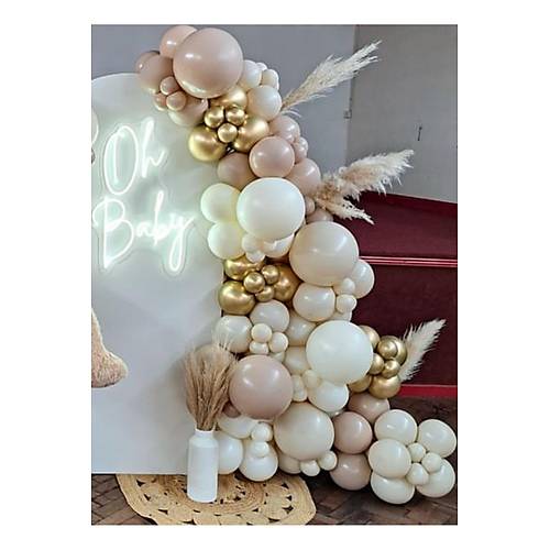 Deniz kumu retro white gold krom balon zinciri seti 100 l