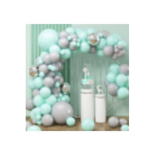 Retro Duman Makaron Mint Krom Gm Balon Zinciri Seti 70 Adet Balon Ve Zincir