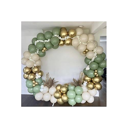 Krom Gold Retro Deniz Kumu Ve K Yeili Balon Zinciri 100 Adet Balon Zincir Ve Pompa