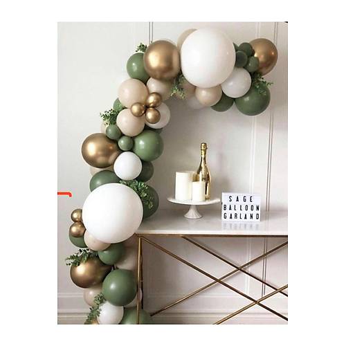 Okalipts Gold Stl Kahve Mini Balon Zinciri Seti 50 Ad Balon Ve Zincir