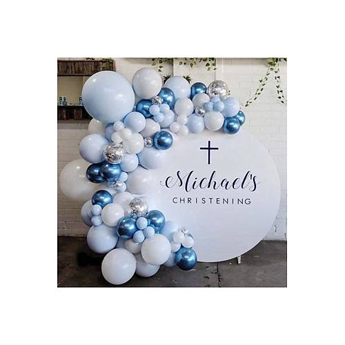 Mavi Gm effaf Konfetili Balon Zinciri Doum Gn Bebek Zincir Balon- 125 Adet Balon-zincir-pompa