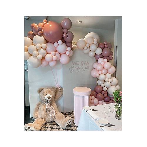 Clay pink makaron pembe balon zinciri seti 100l