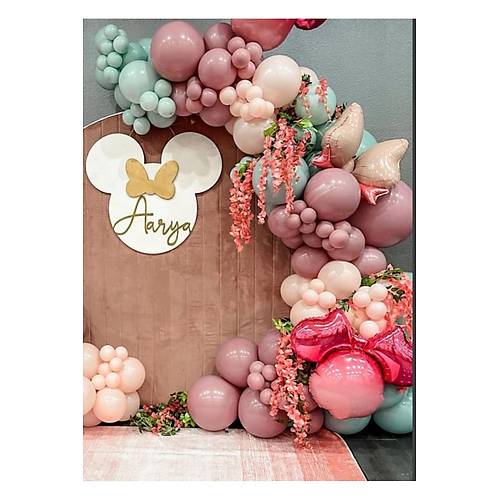 Clay pink blush k yeili balon zinciri seti 60 adet balon