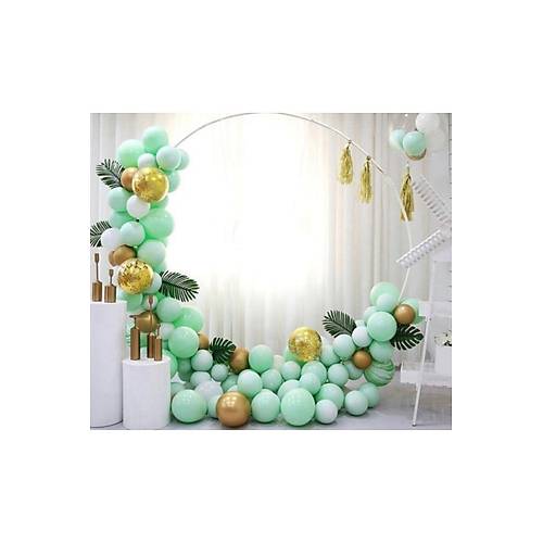 Makaron Mint Krom Gold Balon Zinciri Seti 100 Adet Balon Ve Zincir