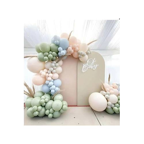 Balon Zincir Seti Okaliptus Makaron Somon Makaron Mavi Stl Kahve 103 Adet